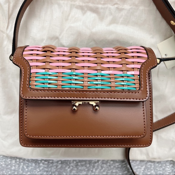 NWT Marni Trunk Mini Calfskin Woven Shoulder Bag - Picture 5 of 15